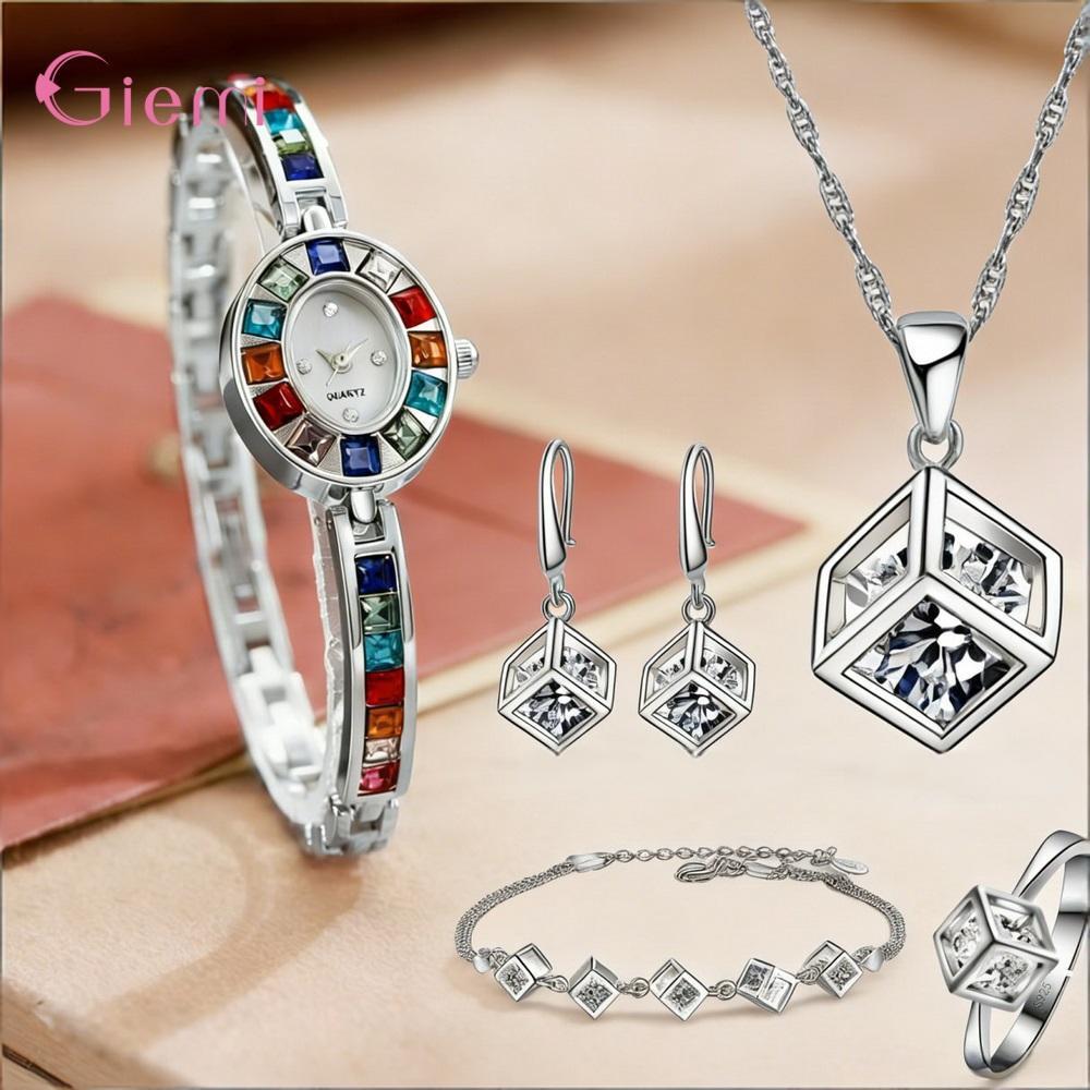 Best Jewelry Watches - 예쁜 925 스털링 실버 기하학 크리스탈