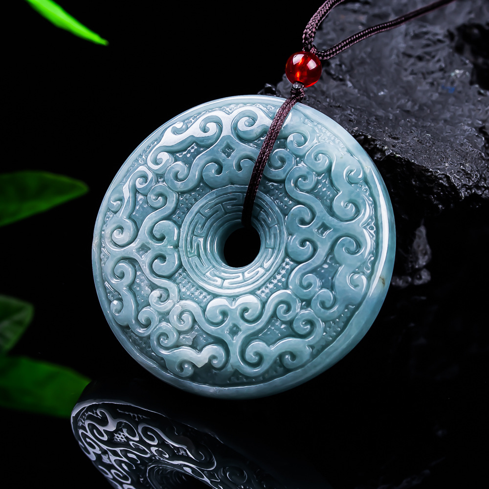 Jewelry & Watches Review - 천연 버마산 경옥 꽃 펜던트 목걸이