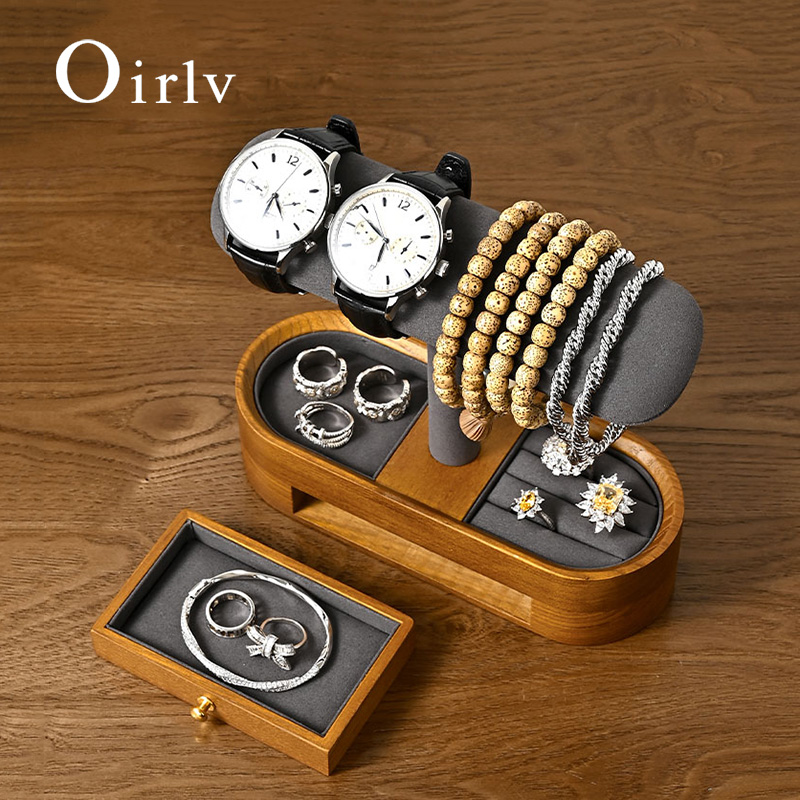 Jewelry Stand Watches - Oirlv 단단한 나무 시계 주최자 선반