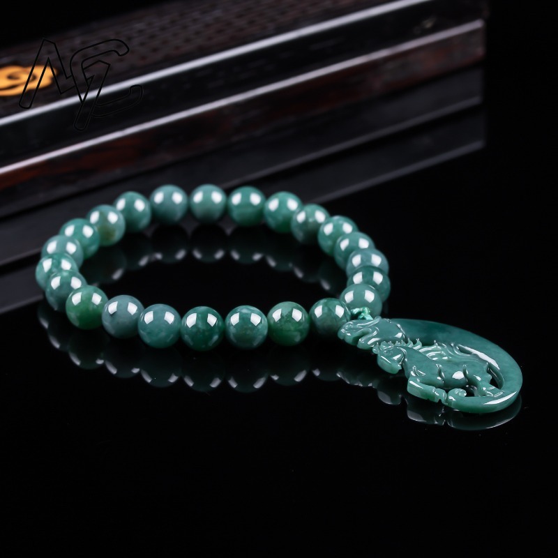 천연 비취 블루 워터 조디악 말 비즈 핸드 니팅 팔찌  - Jewelry & Watches Review 리뷰 및 가격