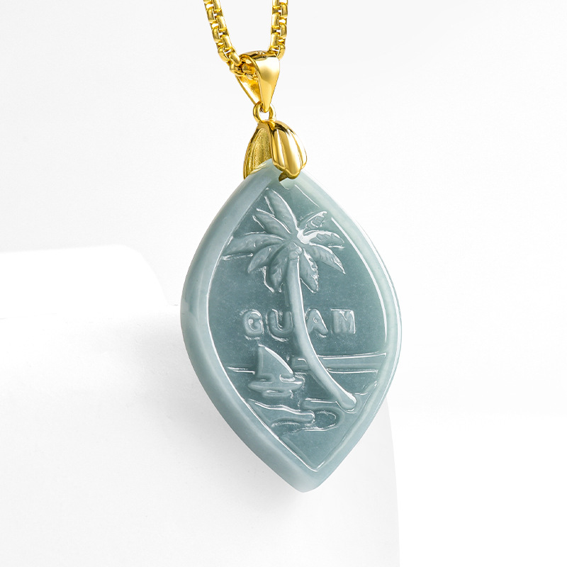 천연 A급 비취 블루 워터 퍼시픽 괌 관광 기념품 펜던 - Pacific Jewelry & Watches Los Angeles 리뷰 및 가격