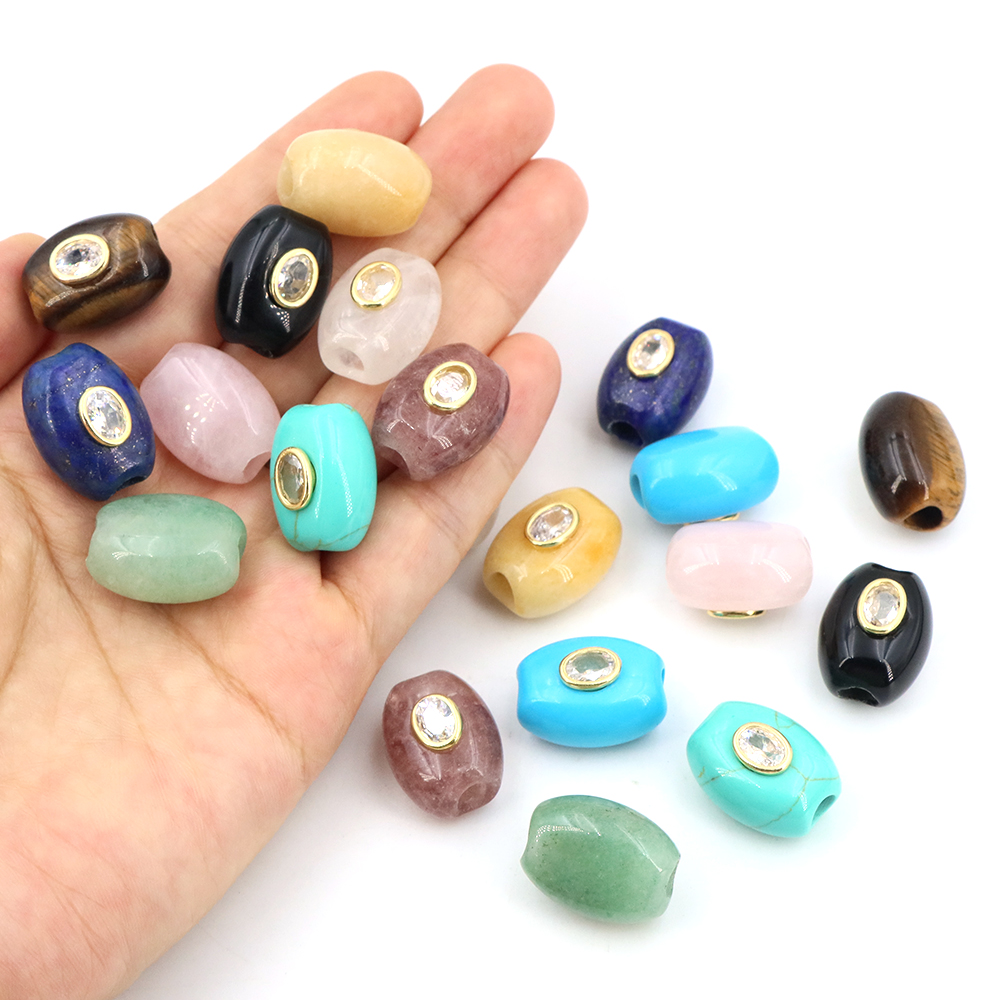 천연석 빅홀 플랫 버킷 비즈 지르콘 힐링 크리스탈 포함 - Gemstone Bracelet Healing 리뷰 및 가격