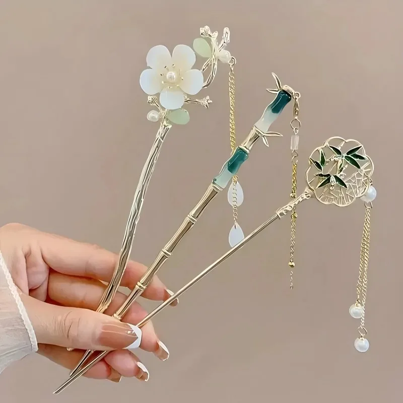우아한 중국 스타일 헤어 클립 태슬 헤어 스틱 전통 꽃 - Shop Jewelry & Watches Near Me 리뷰 및 가격