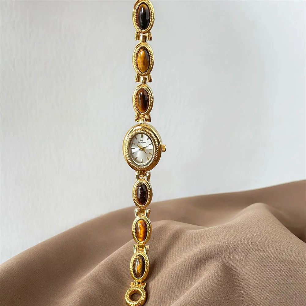 여성용 골드 시계 빈티지 브라운 옥 팔찌 작은 다이얼  - Jewelry Watches Vintage 리뷰 및 가격