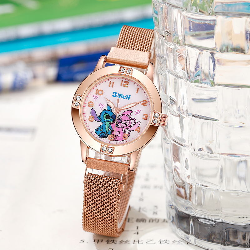 카툰 다이아몬드 스티치 시계 소녀 여성 귀여운 헬로키티 - Jewelry Watches For Kids 리뷰 및 가격