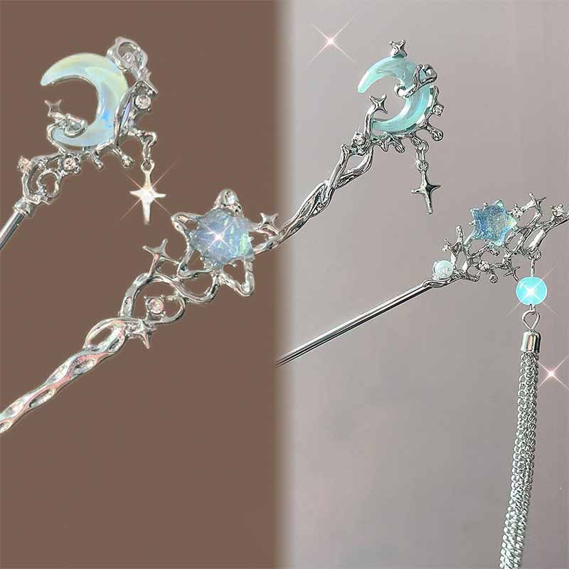 문스톤 스타 문 헤어 스틱 메탈 브랜치 헤어핀 헤어 포 - Shop Jewelry & Watches Near Me 리뷰 및 가격