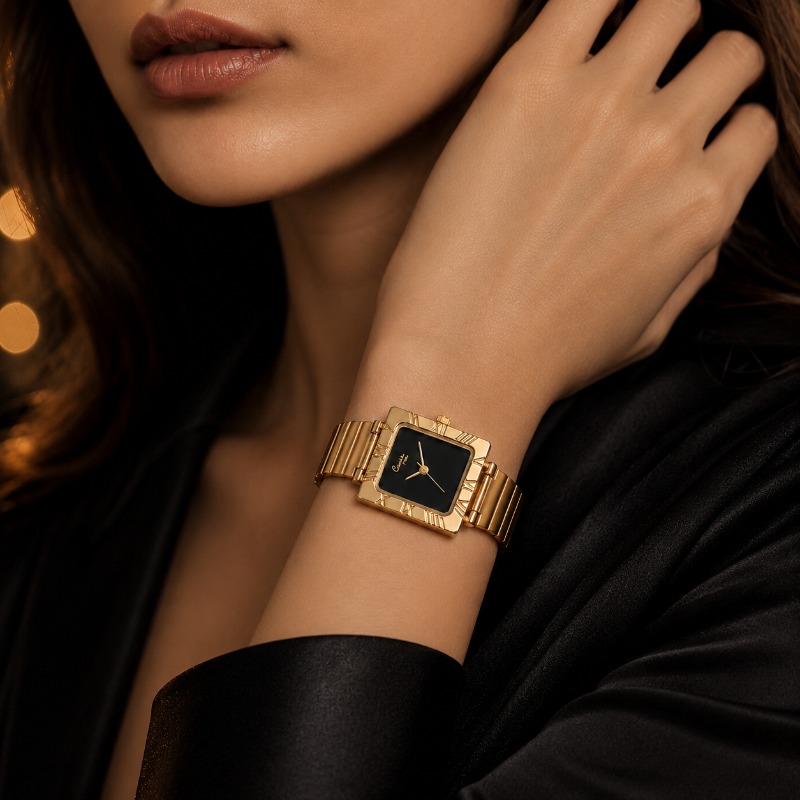 럭셔리 골드 스퀘어 여성용 쿼츠 시계 레트로 로마 테두 - Jewelry Watches For Kids 리뷰 및 가격